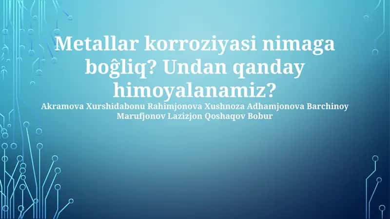 Metallarning korroziyasi 1