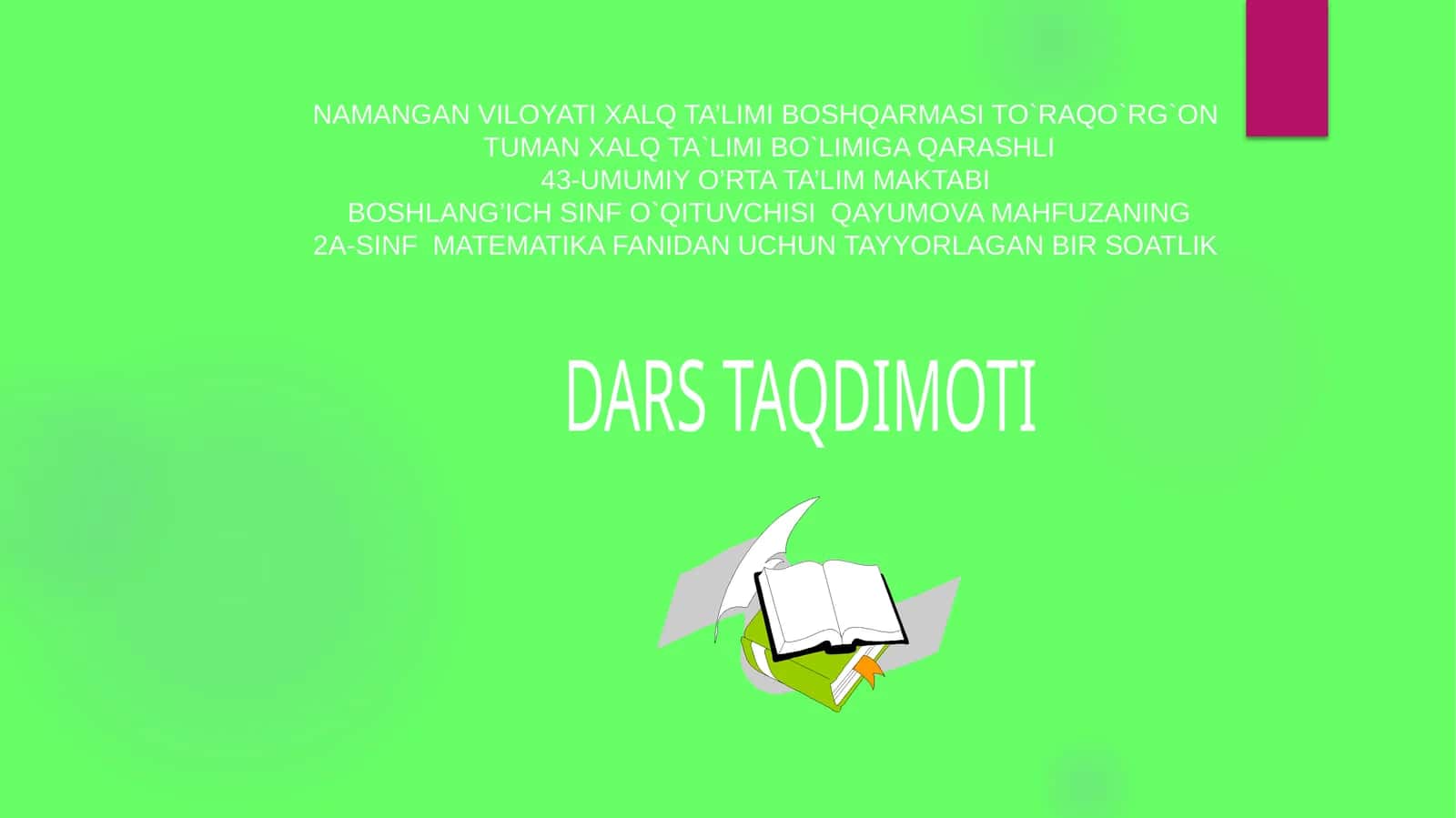 O'tilgan mavzuni mustahkamlash 1
