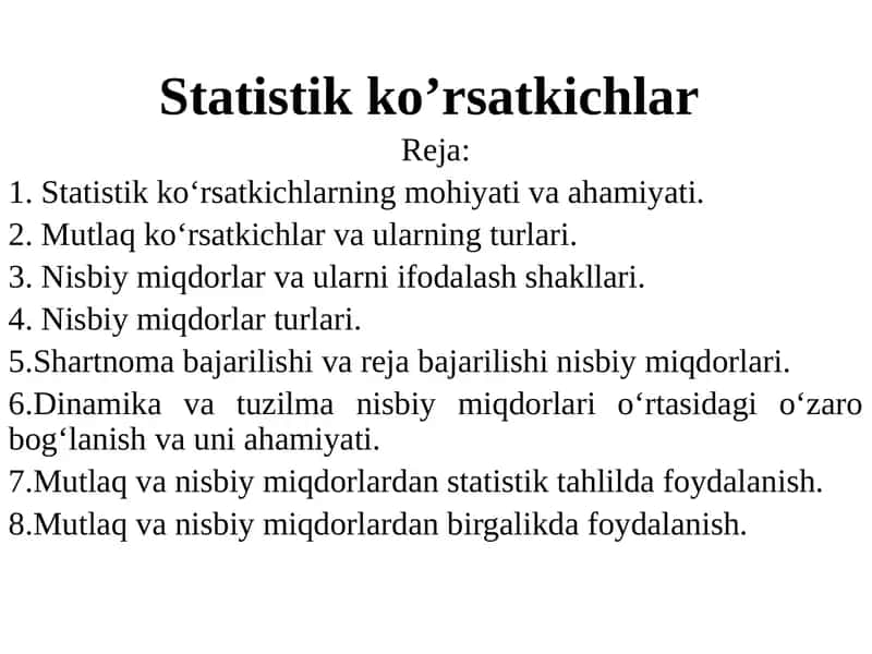 Statistik ko’rsatkichlar 1