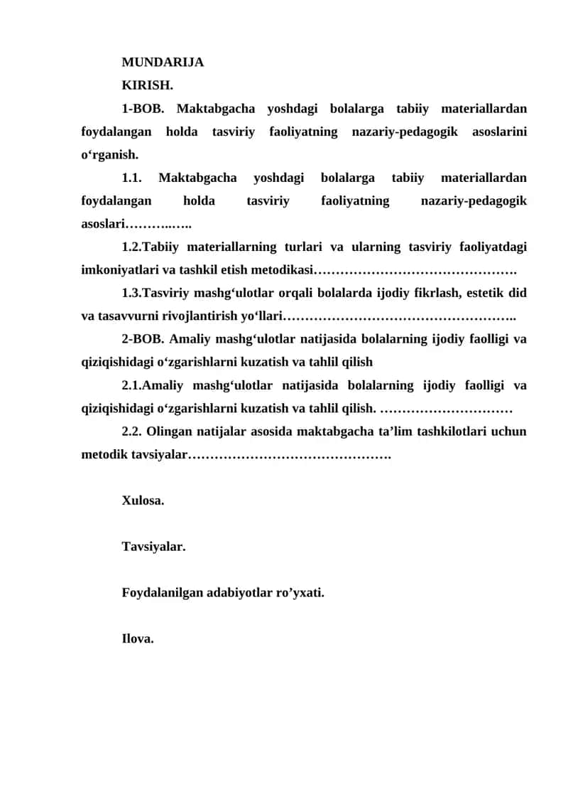 Maktabgacha yoshdagi bolalarga tabiiy materiallardan foydalangan holda tasviriy faoliyatning nazariy-pedagogik asoslari 1