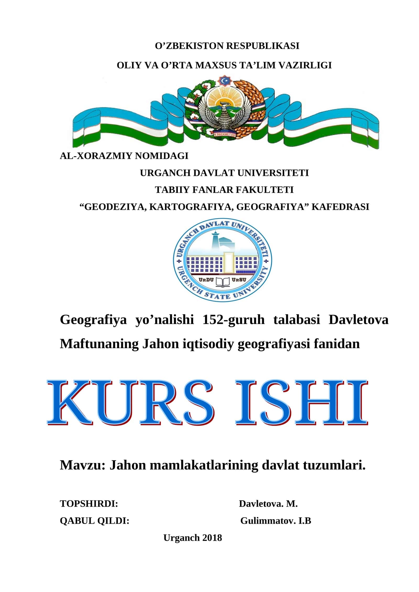 Jahon mamlakatlarining davlat tuzumlari 1