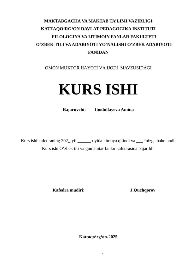 Omon Muxtor Hayoti va Ijodi 1