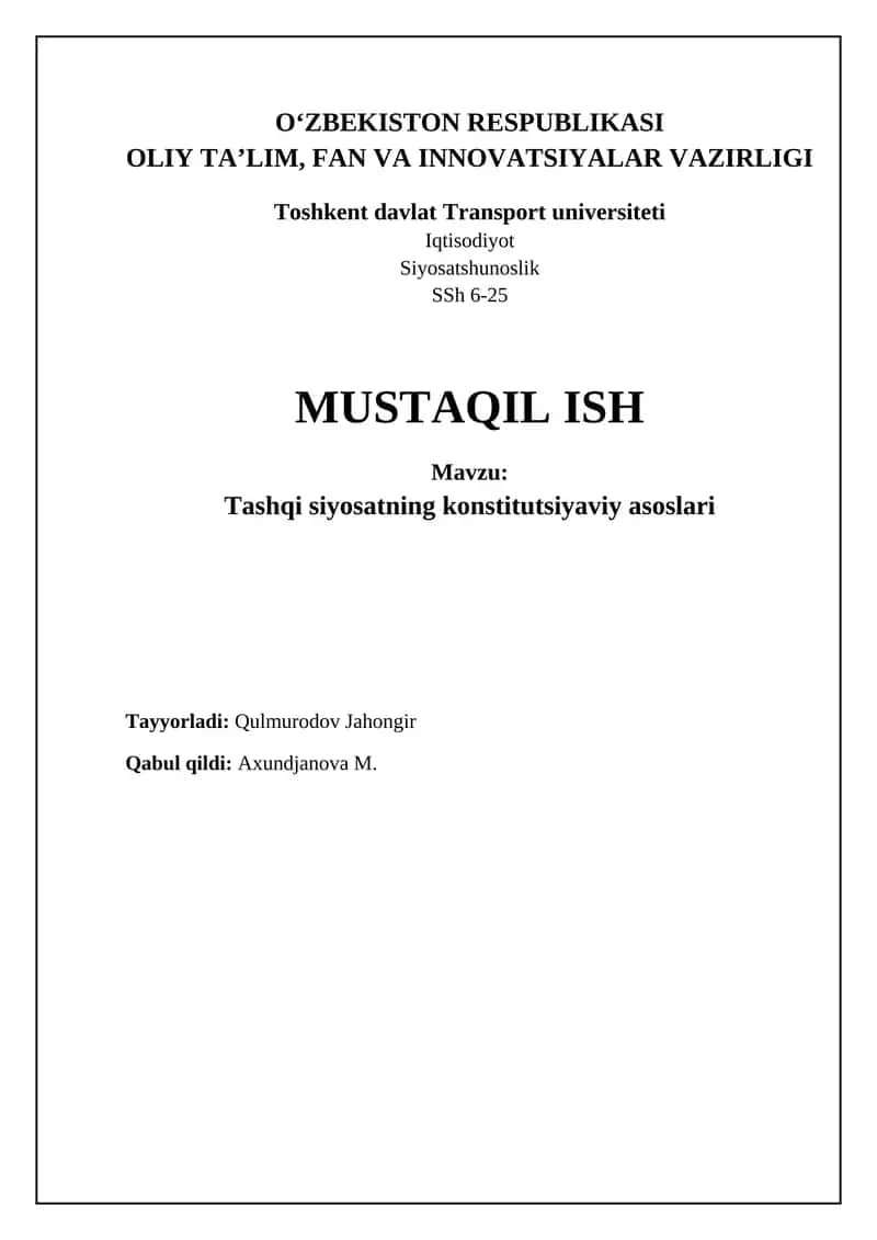 Tashqi siyosatning konstitutsiyaviy asoslari 1
