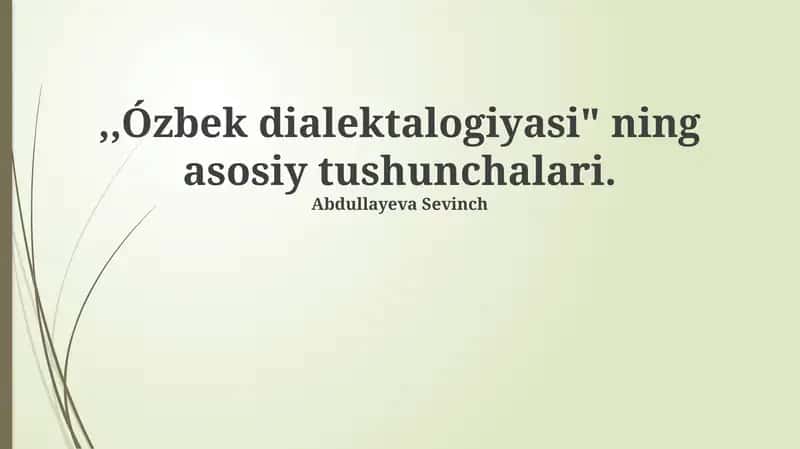 Oʻzbek dialektalogiyasi 1
