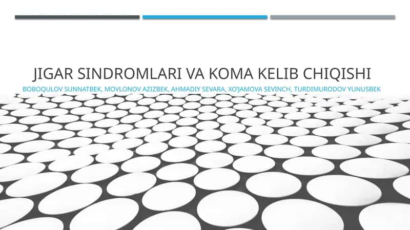 Jigar sindromlari va koma kelib chiqishi 1