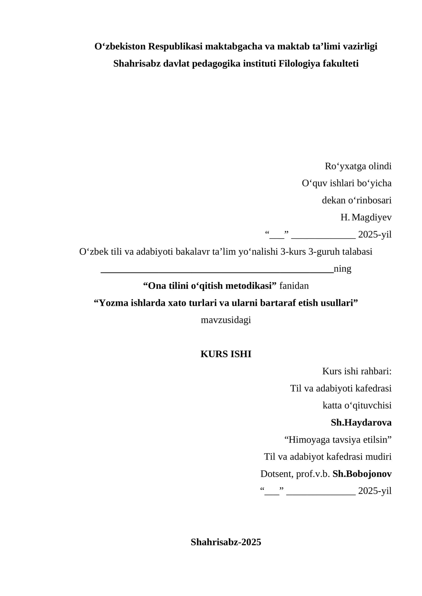 Yozma ishlarda xato turlari va ularni bartaraf etish usullari 1