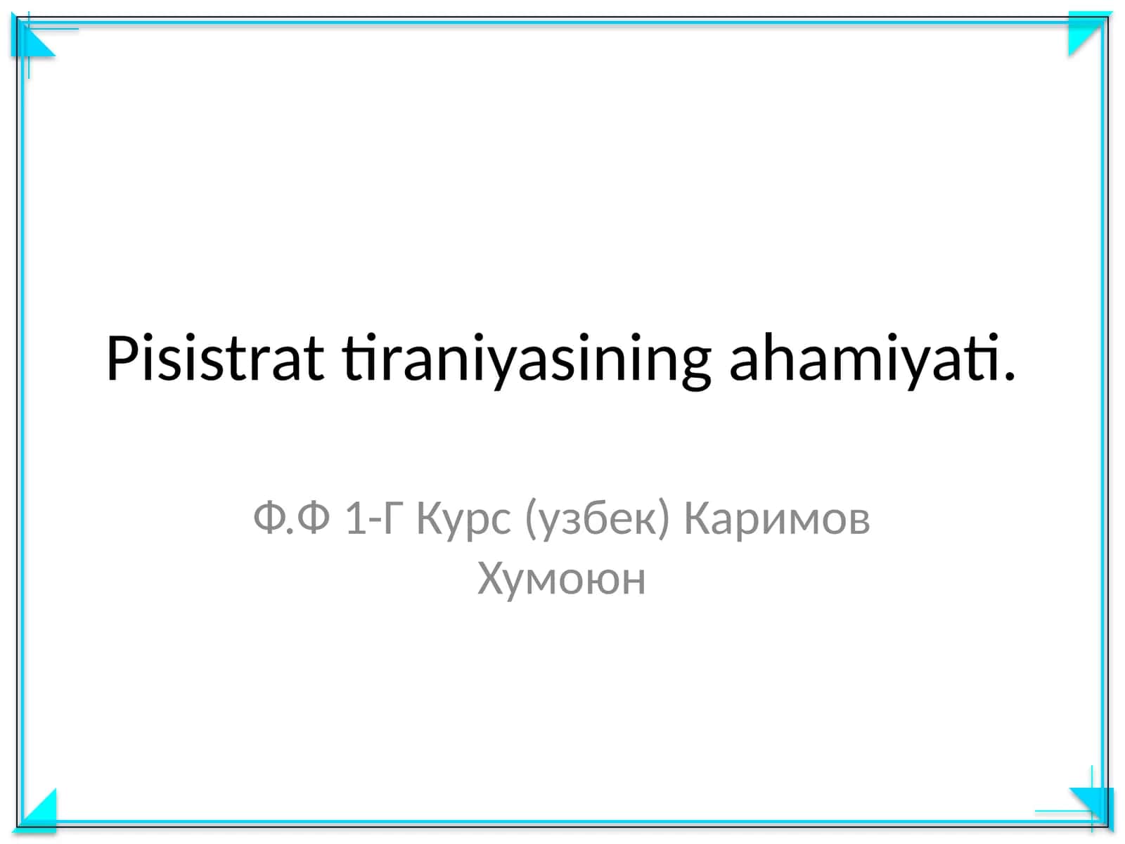 Pisistrat tiraniyasining ahamiyati 1