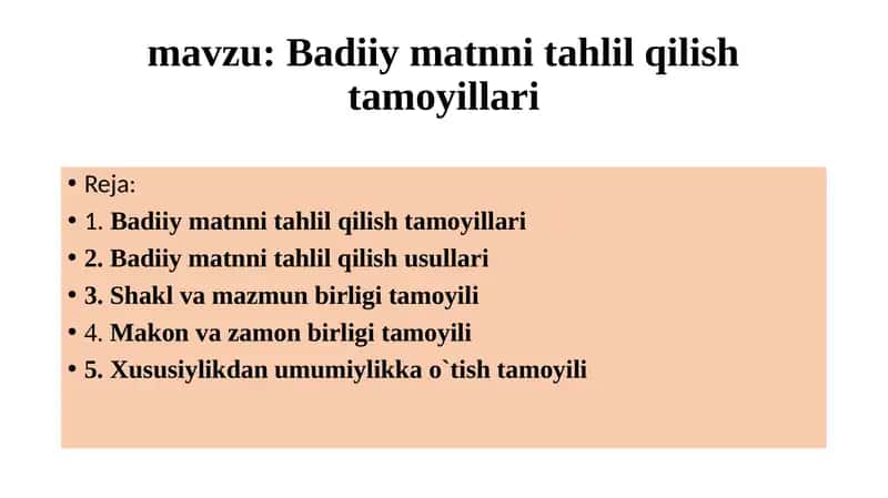 Badiiy matnni tahlil qilish tamoyillari 1