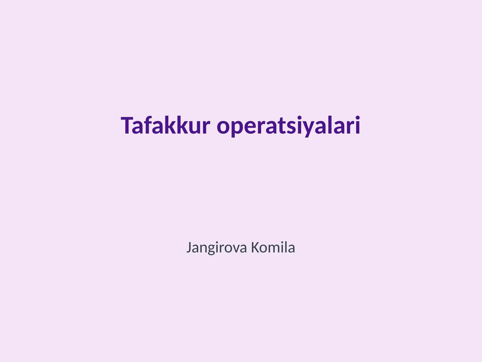 Tafakkur operatsiyalari 1