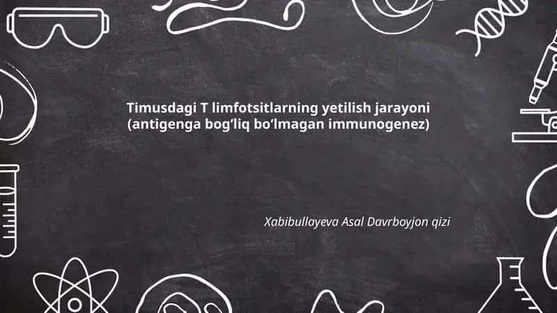 Timusdagi T limfotsitlarning yetilish jarayoni (antigenga bogʻliq boʻlmagan immunogenez) 1
