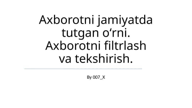 Ma'lumotlar filtrlash va tekshirish 1