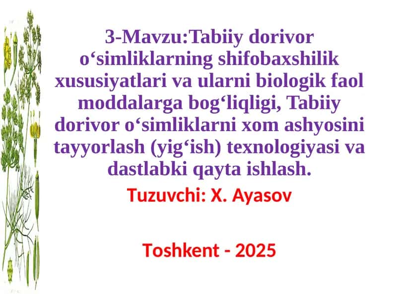 Dorivoro'ssimliklar Tabiiydori 1