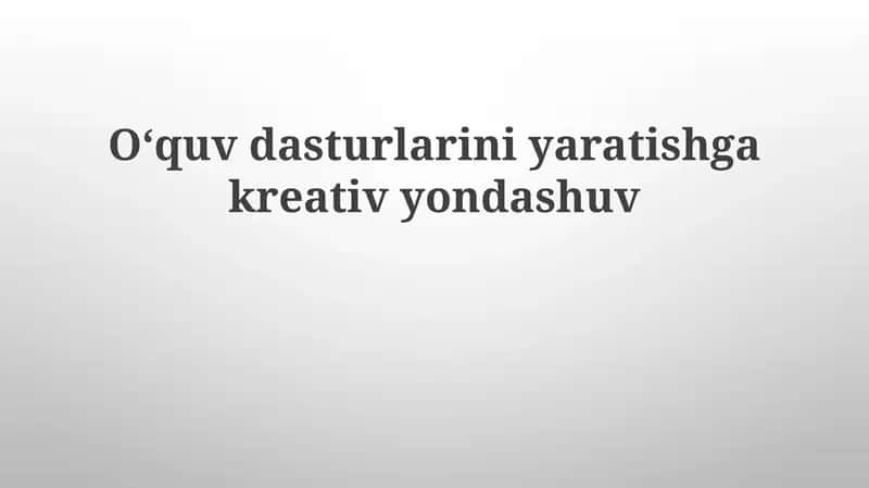 Ijodiy Yondashuv 1