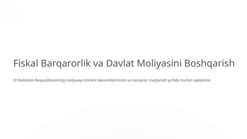 Fiskal Barqarorlik va Davlat Moliyasini Boshqarish 1