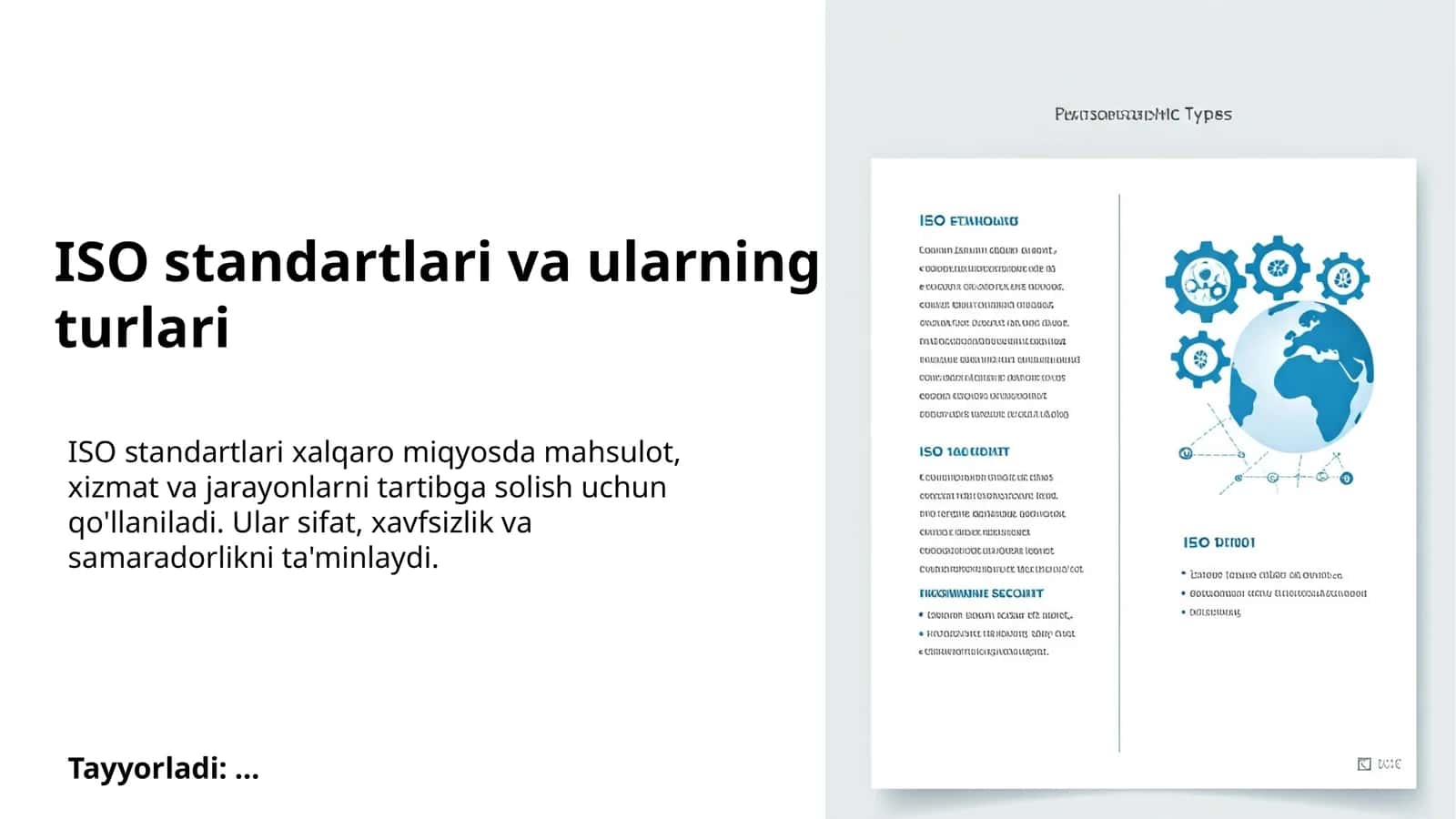 ISO standartlari va ularning turlari 1