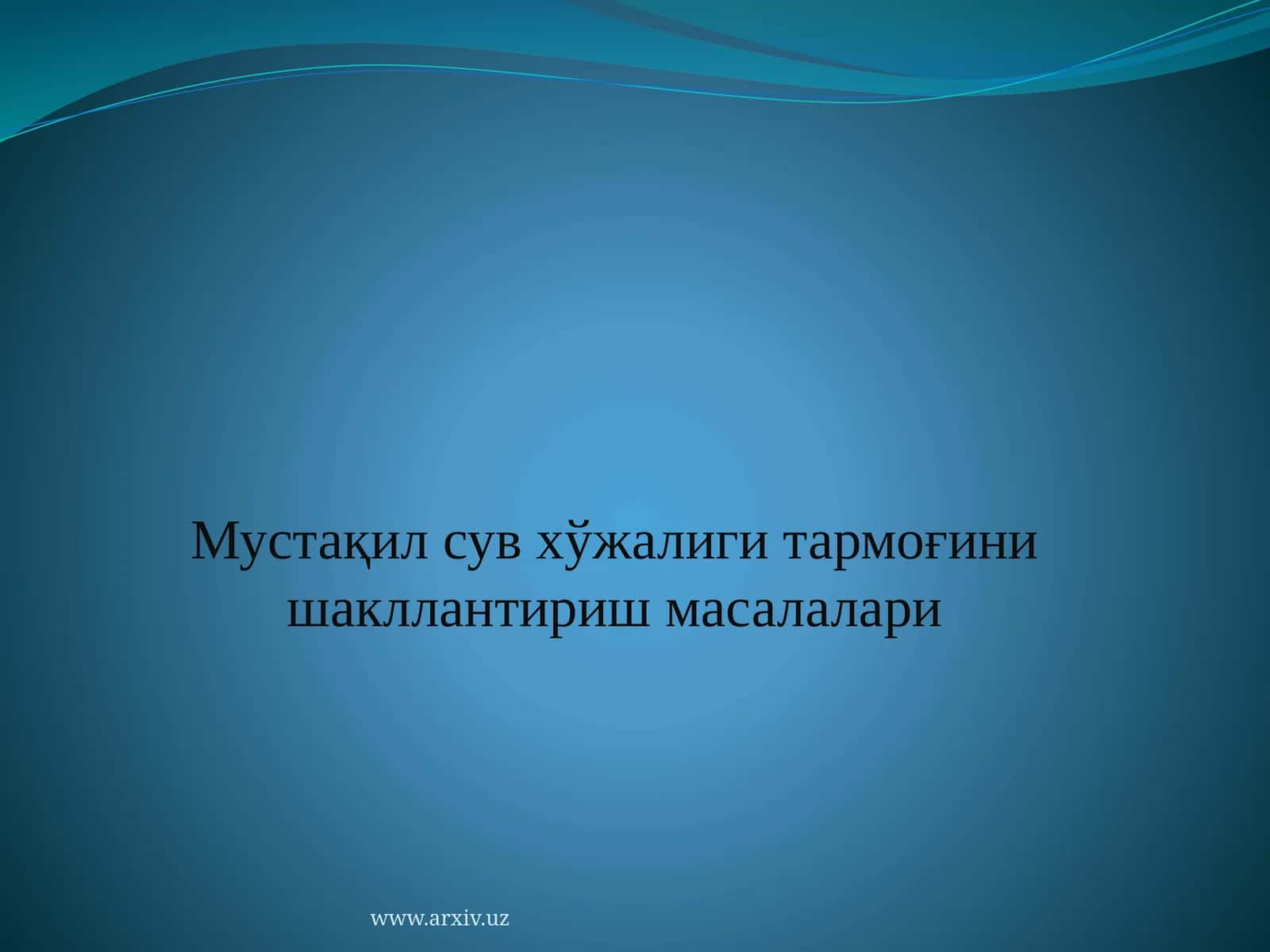 Мустақил сув хўжалиги тармоғини шакллантириш масалалари 1
