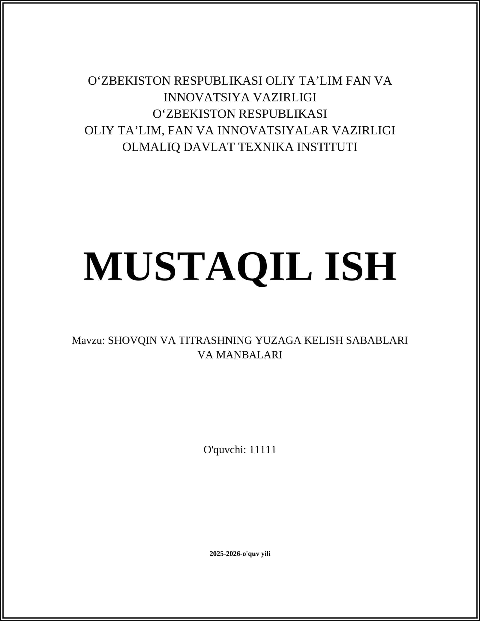 SHOVQIN VA TITRASHNING YUZAGA KELISH SABABLARI VA MANBALARI 1