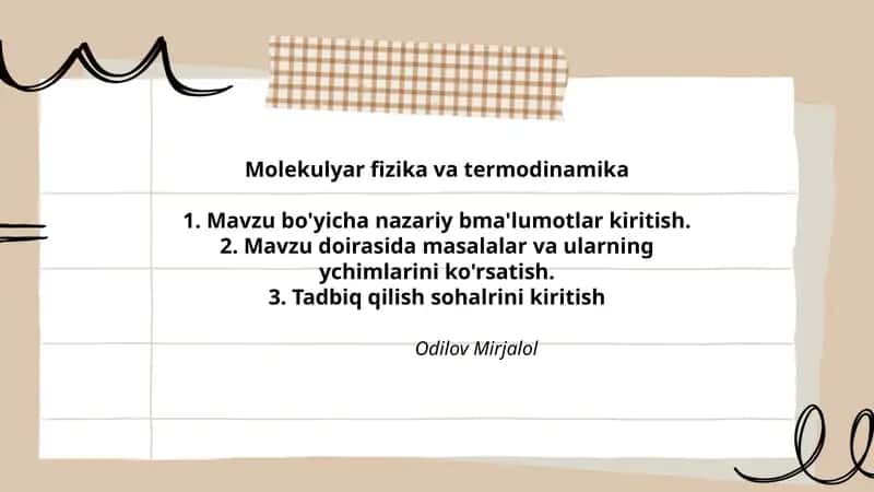 Molekulyar fizika va termodinamika 1