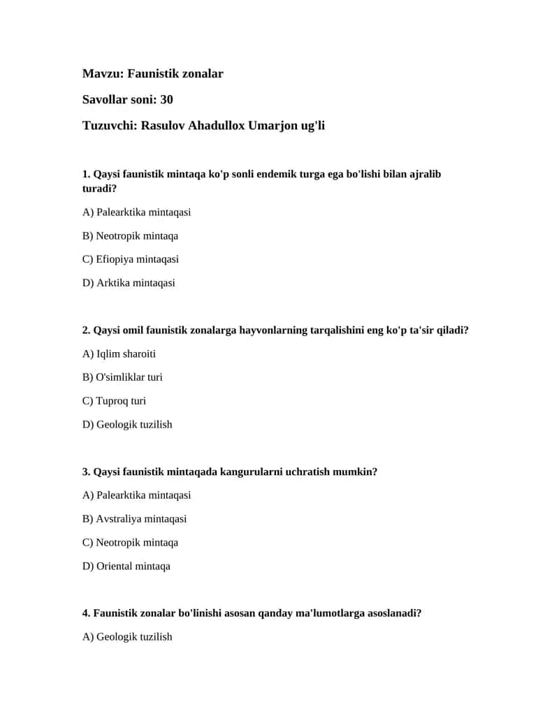 Faunistik zonalar 1