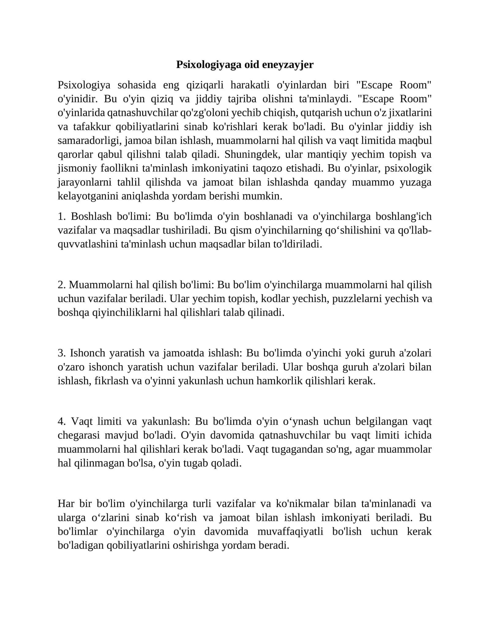 Psixologiyaga oid eneyzayjer 1