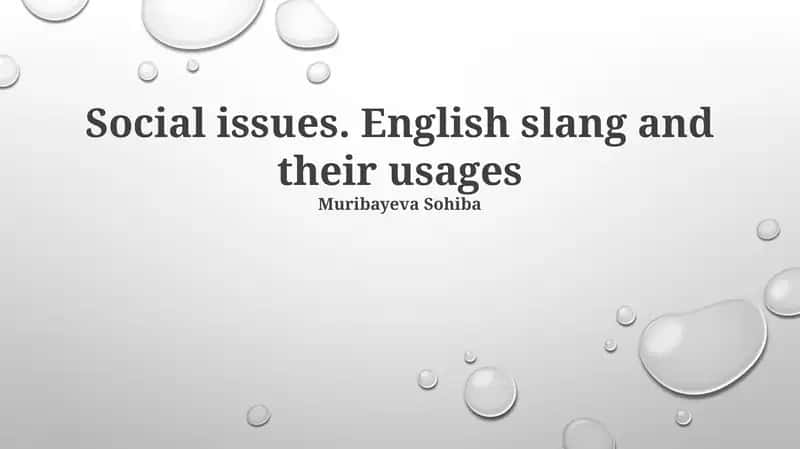 Social issues. English slang and their usages 1