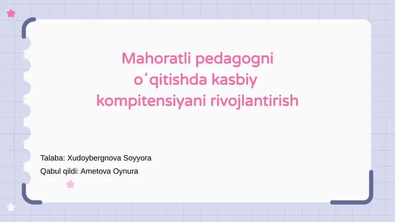 Kasbiy kompetentsiya asoslari 1