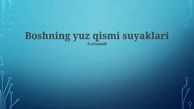 Boshning yuz qismi suyaklari 1