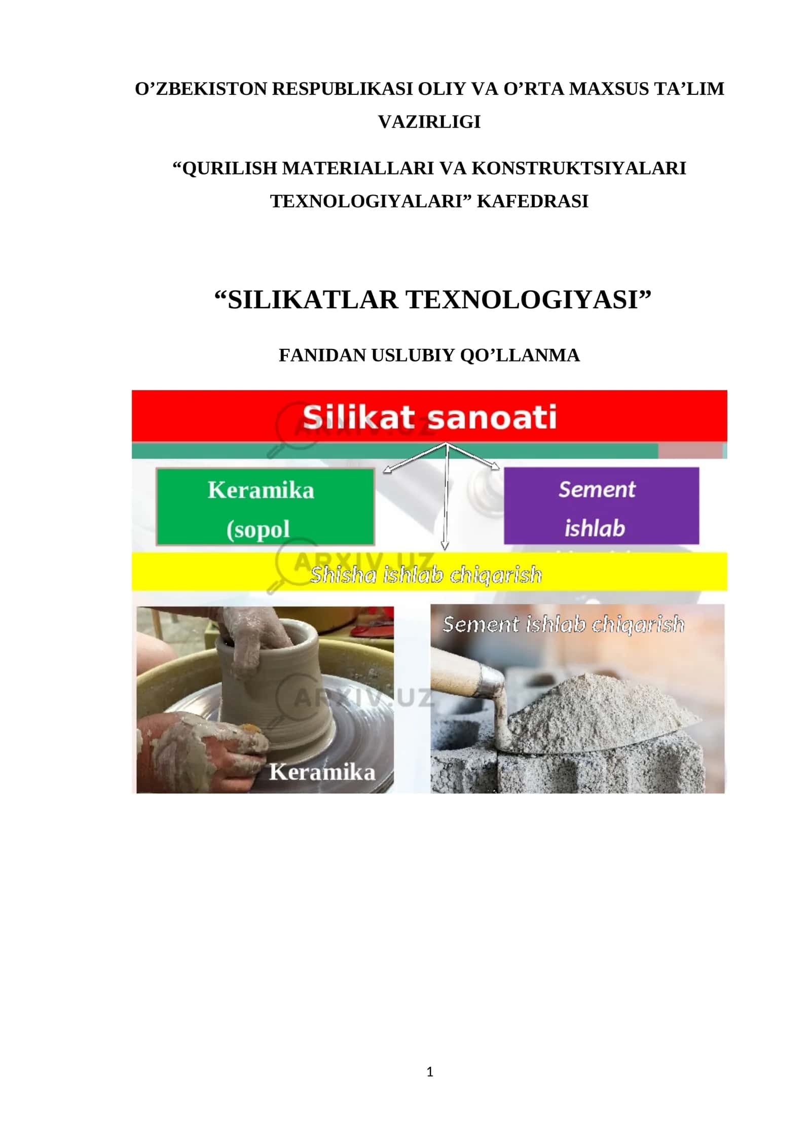 SILIKATLAR TEXNOLOGIYASI o'quv qo'llanma.docx 1