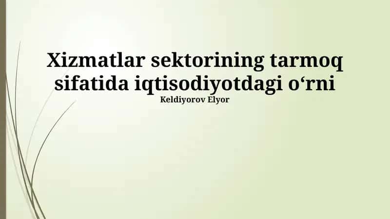Xizmat ko'rsatish sohasi 1