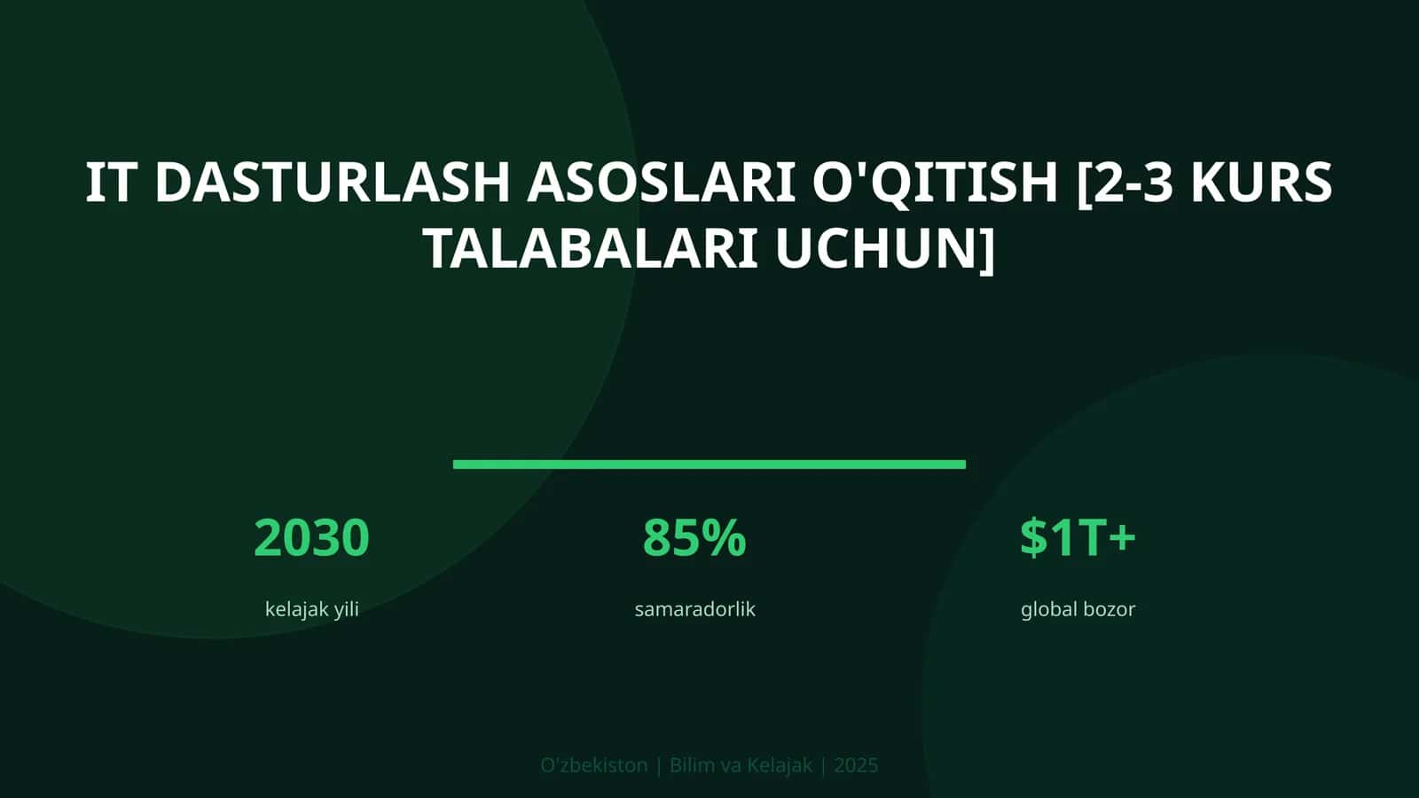 IT dasturlash asoslari o'qitish [2-3 kurs talabalari uchun] 1