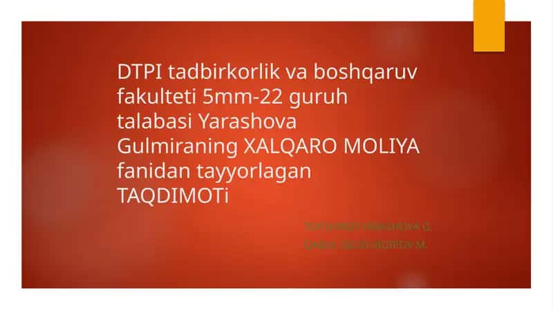 XALQARO MOLIYA TAQDIMOTi 1