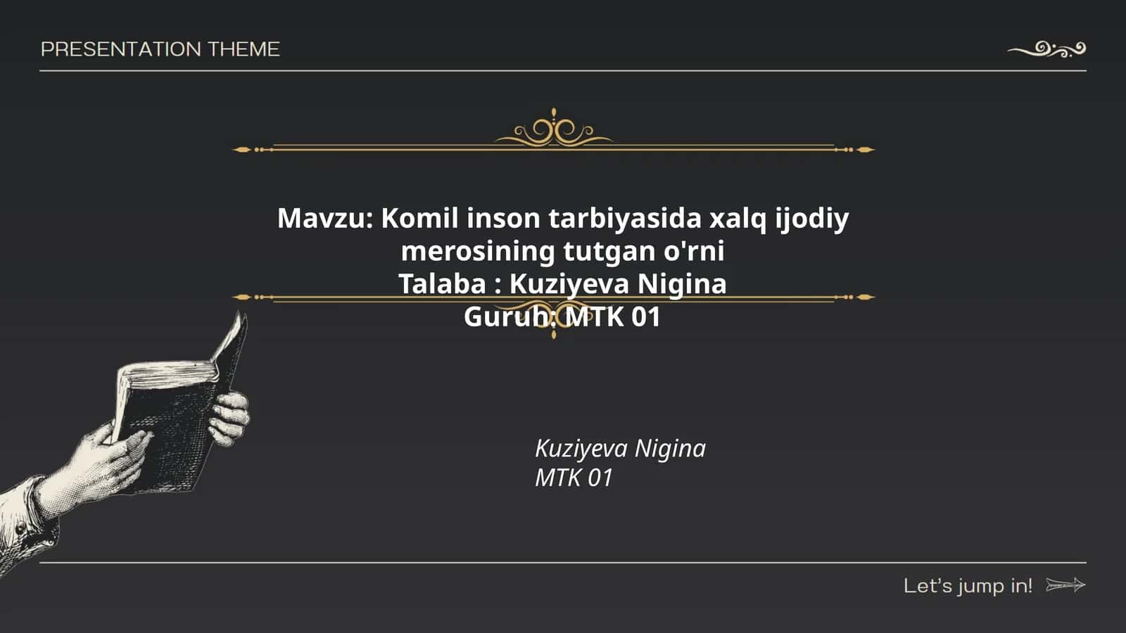 Komil inson tarbiyasida xalq ijodiy merosining tutgan o'rni 1