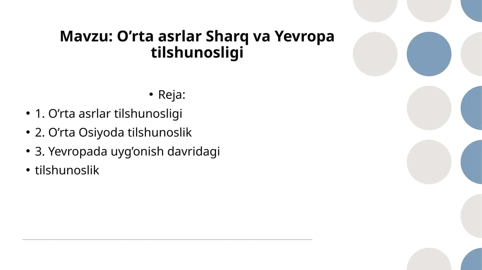 O’rta asrlar Sharq va Yevropa tilshunosligi 1