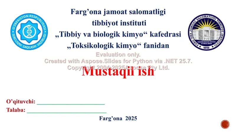 8. Decis va karate. Toksikologik ahamiyati, izolyatsiyasi, sifat va miqdoriy tahlil. Taqdimot 13 bet. 1