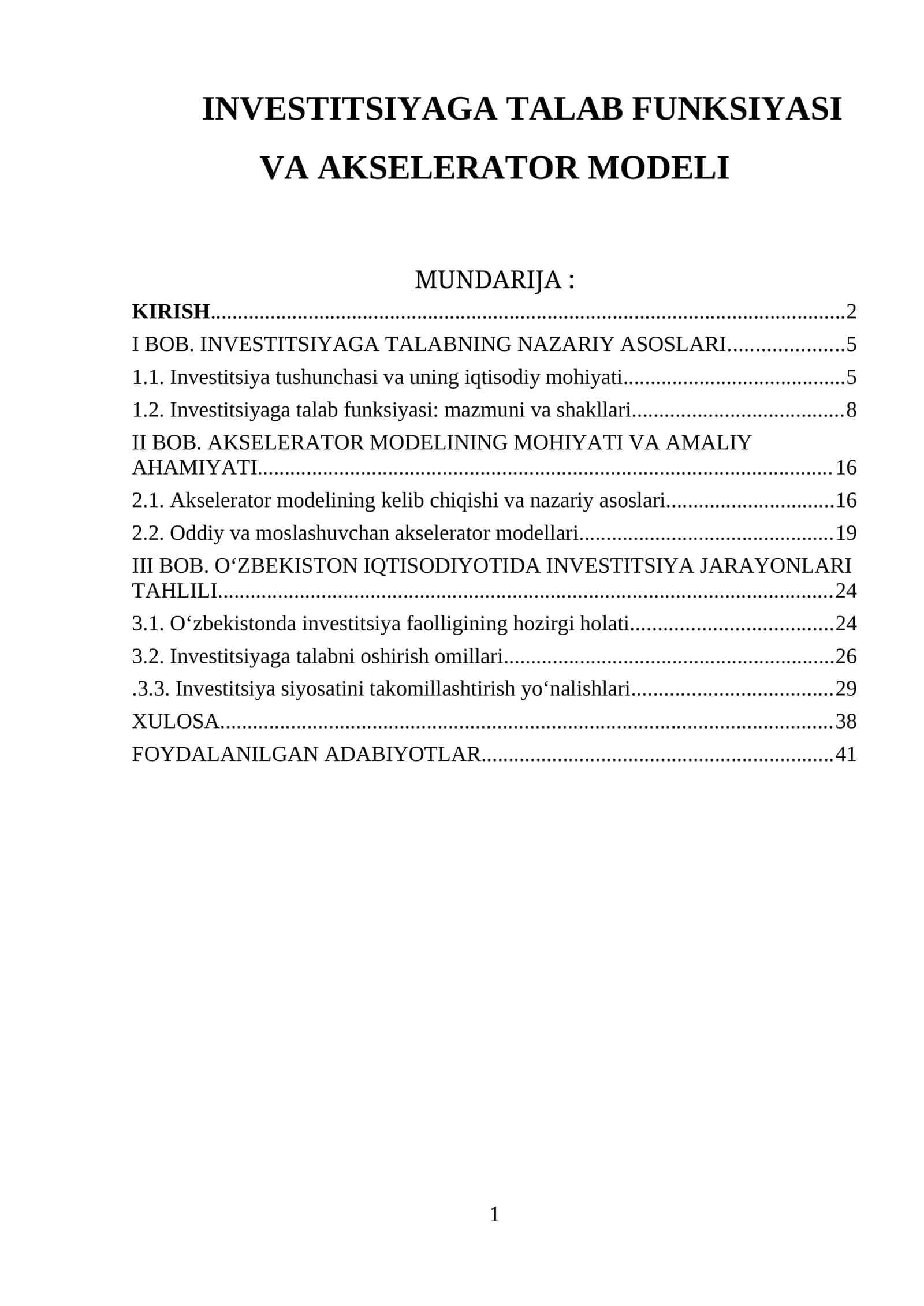 INVESTITSIYAGA TALAB FUNKSIYASI VA AKSELERATOR MODELI 1