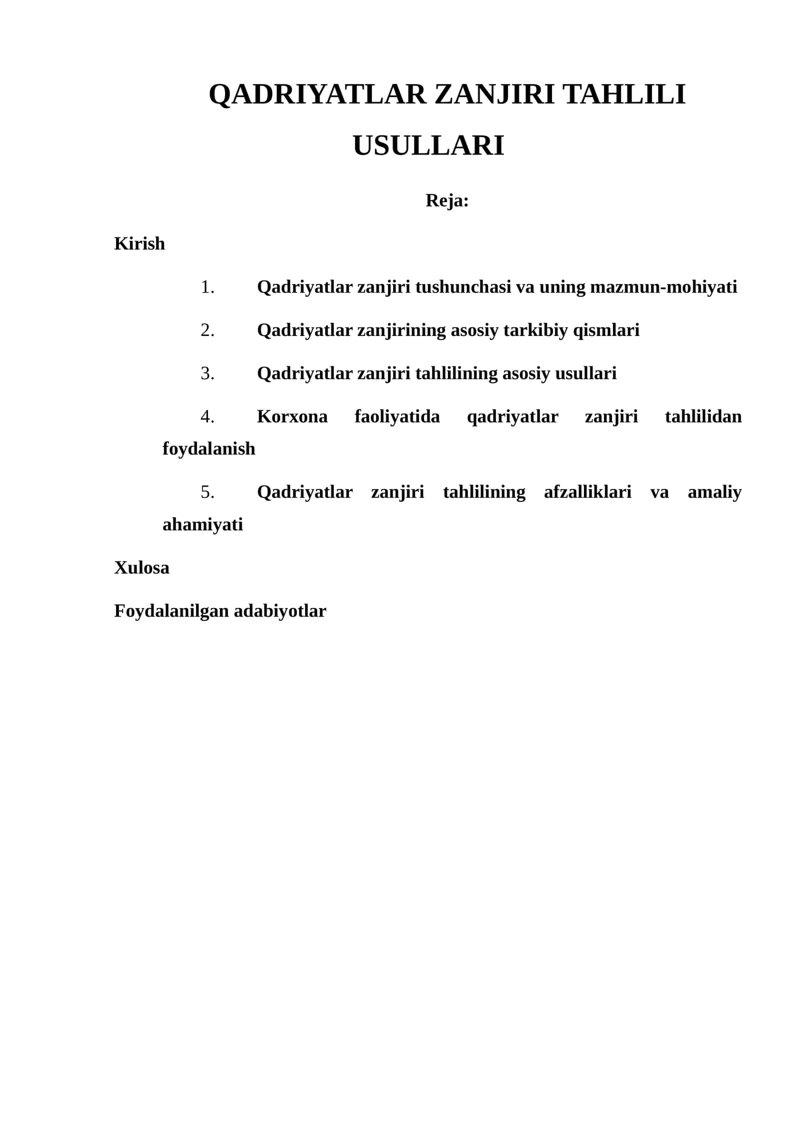 QADRIYATLAR ZANJIRI TAHLILI USULLARI 1