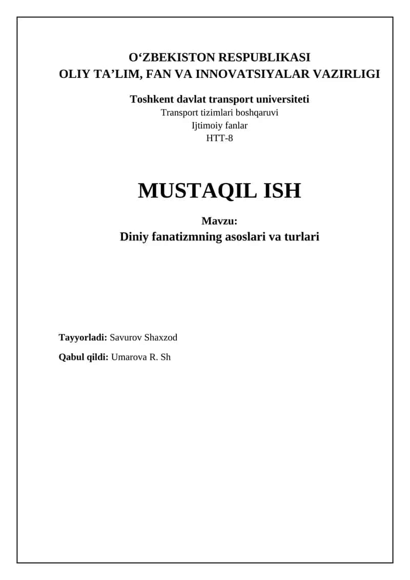 Diniy mutaassiblikning asoslari va omillari 1