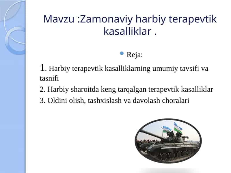 Zamonaviy harbiy terapevtik kasalliklar 1