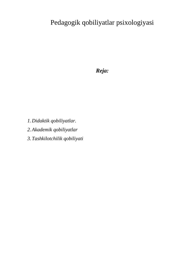 Pedagogik qobiliyatlar psixologiyasi 1
