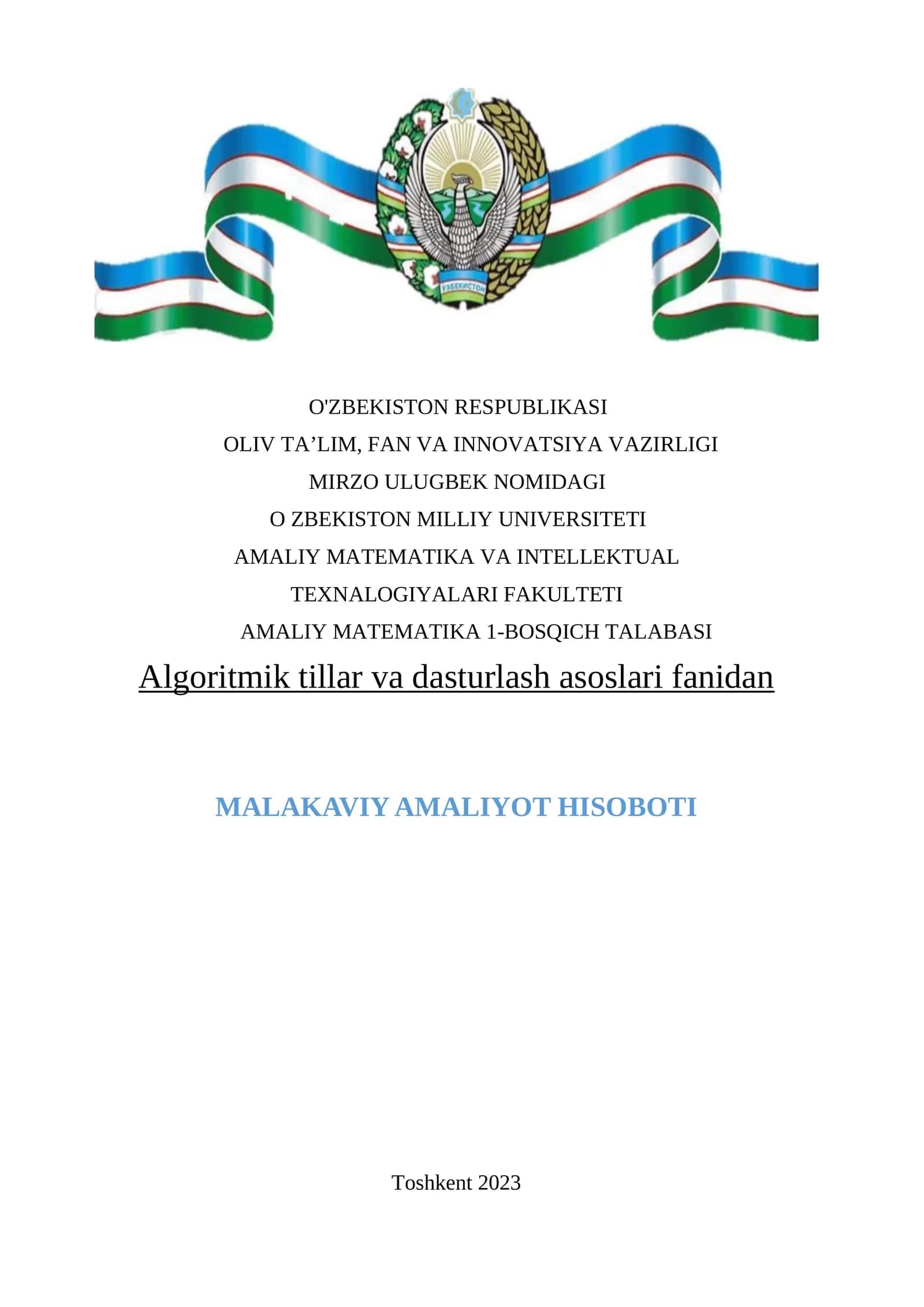 MALAKAVIY AMALIYOT HISOBOTI 1
