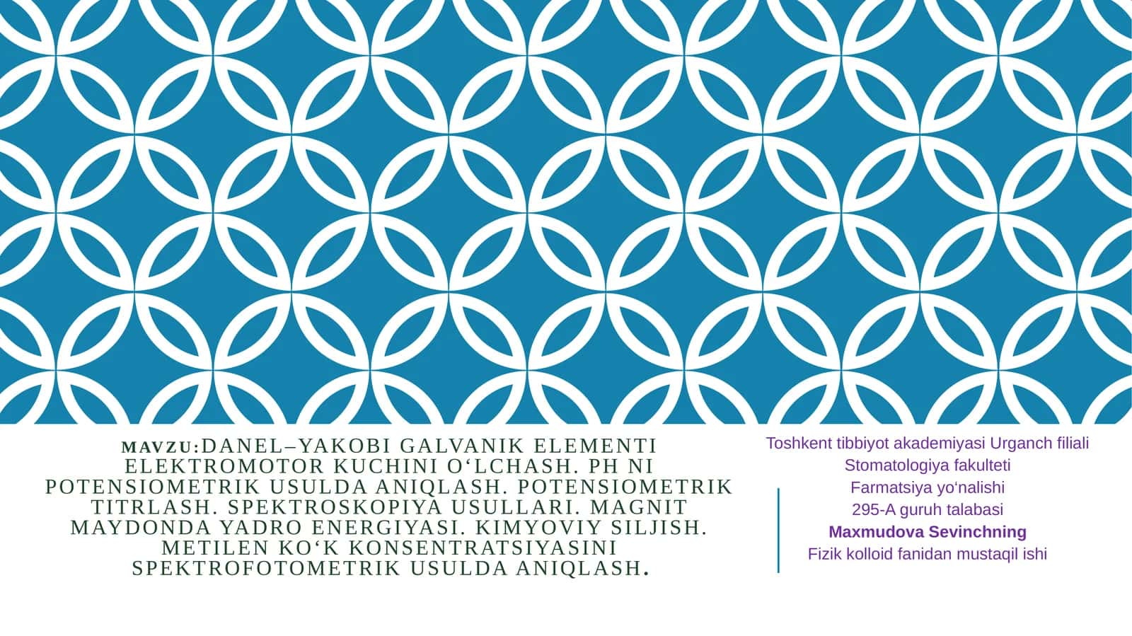 Fizikkolloid fanidan mustaqil ishi 1