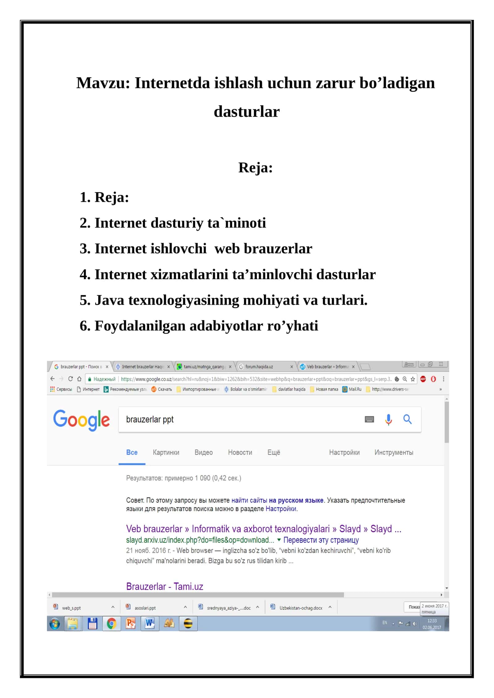 Internetda ishlash uchun zarur bo’ladigan dasturlar 1