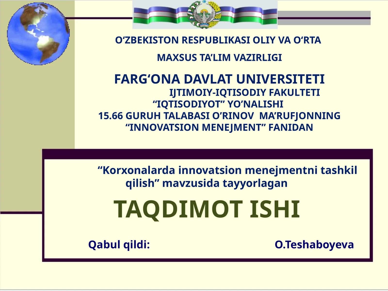 Korxonalardan innovatsion menejment 1