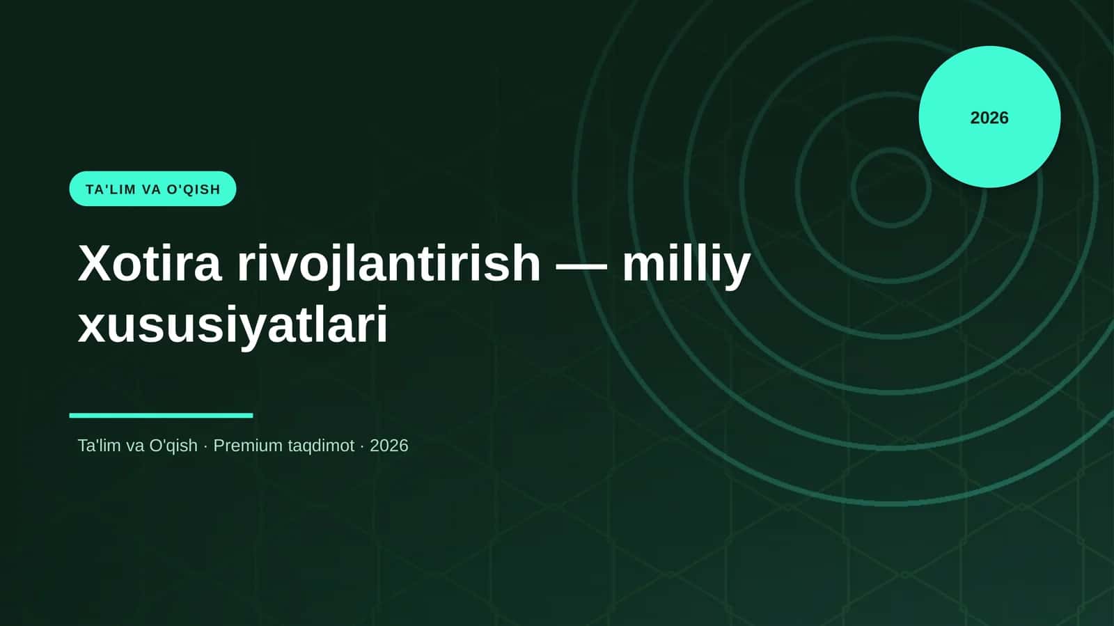 Xotira rivojlantirish — milliy xususiyatlari 1