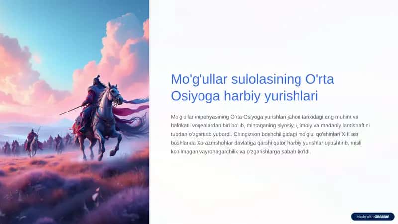 Mo'g'ullar sulolasining O'rta Osiyoga harbiy yurishlari 1