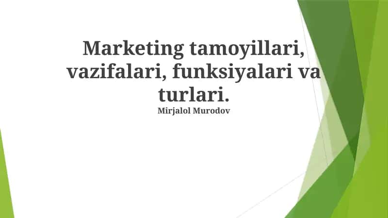 Marketingning asosiy tamoyillari 1