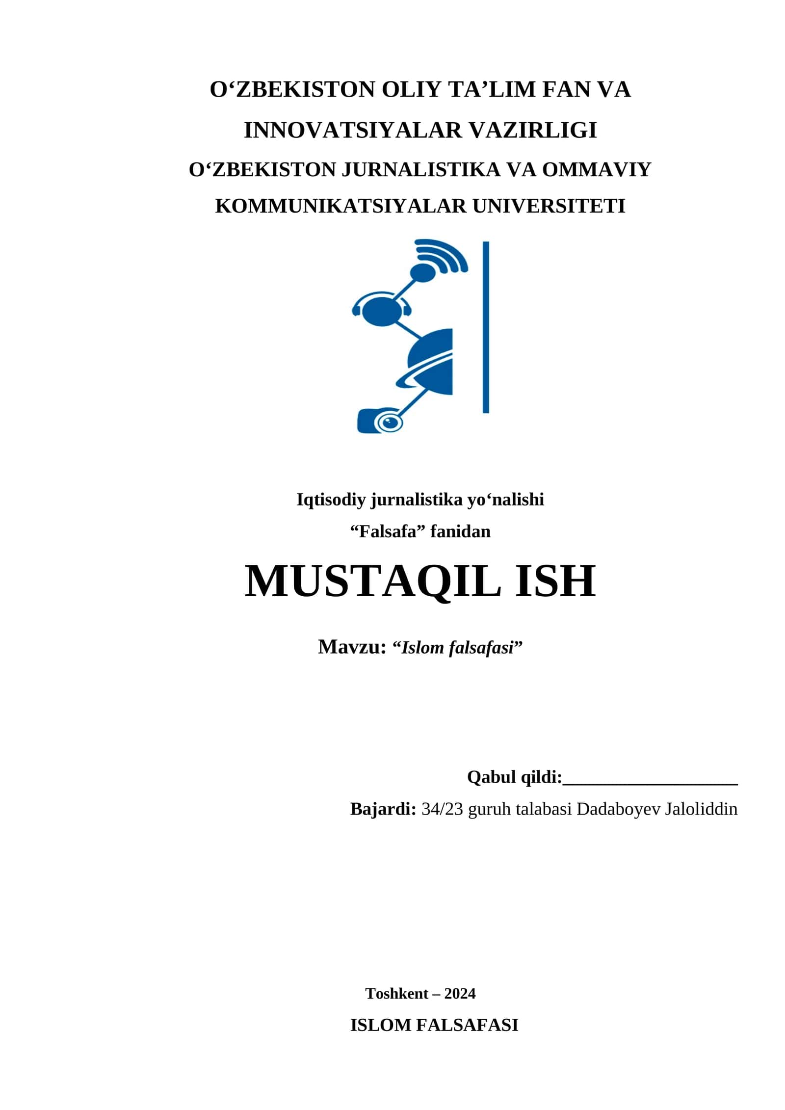 Islom Falsafasi 1