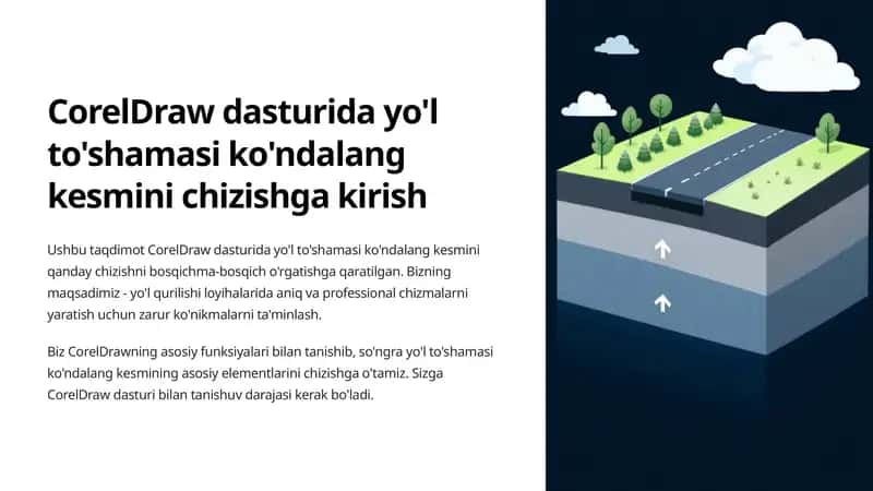 CorelDraw dasturida yo'l to'shamasi ko'ndalang kesmini chizishga kirish 1