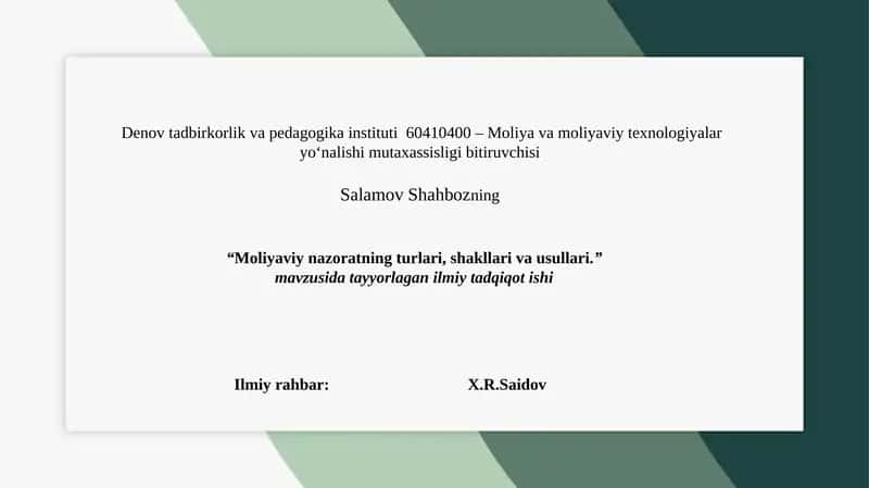 Moliyaviy va moliyaviy texnologiyalari yo‘nalishi bitiruvchisi 1