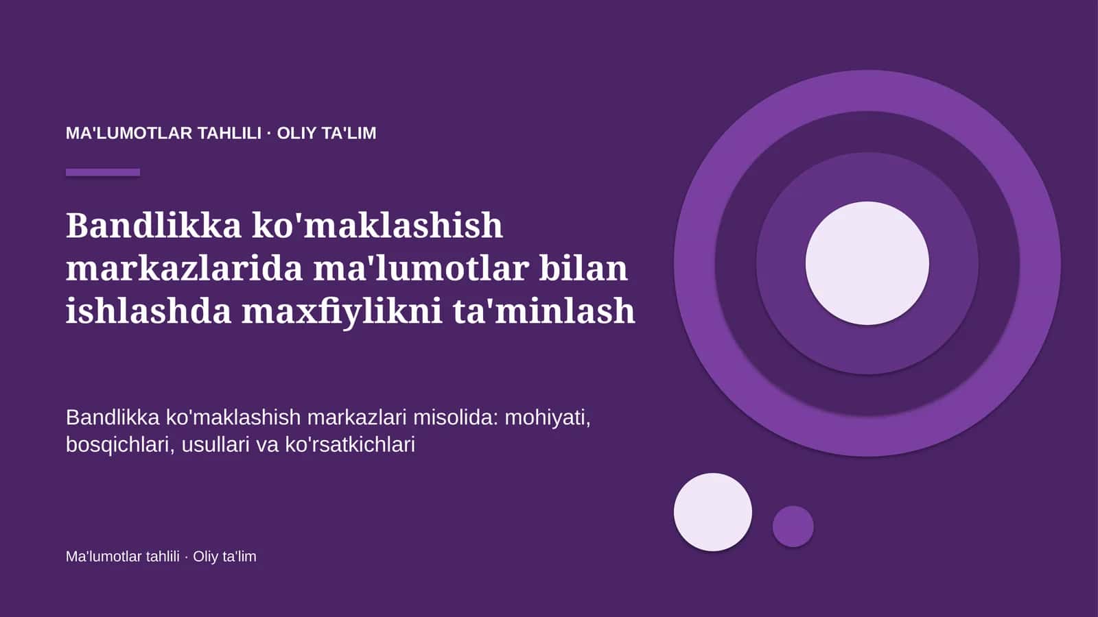 bandlikka ko'maklashish markazlarida ma'lumotlar bilan ishlashda maxfiylikni ta'minlash 2963 1